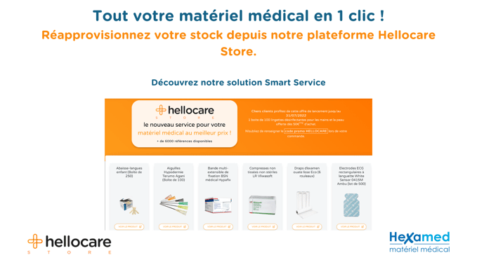 Tout votre matériel médical en 1 clic ! Réapprovisionnez votre stock depuis notre plateforme Hellocare Store ! (300 × 300 px) (500 × 500 px) (300 × 175 px) (2240 × 1260 px)